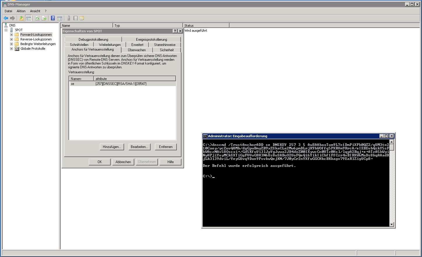 Windows Server 2008RC2 SP1 DNS-Server DNSSEC