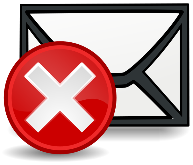 Icon E-Mail Icon wird verdeckt von einem roten Kreis mit einem weißen Kreutz, welches verdeutlichen soll, dass E-Mail nicht funktioniert.