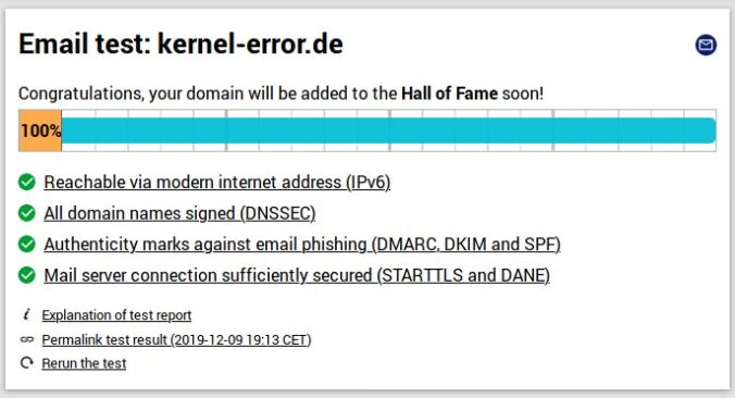 E-Mail Test der Niederlande für die E-Mail Domain kernel-error.de