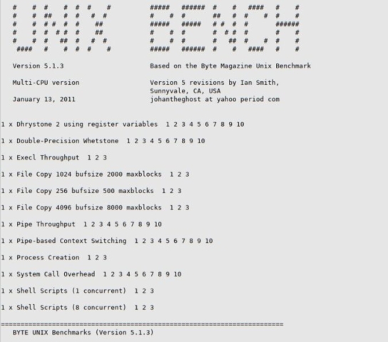 Screenshot des OPENPower Power8 Servers von Thomas-Krenn. UNIX BENCH