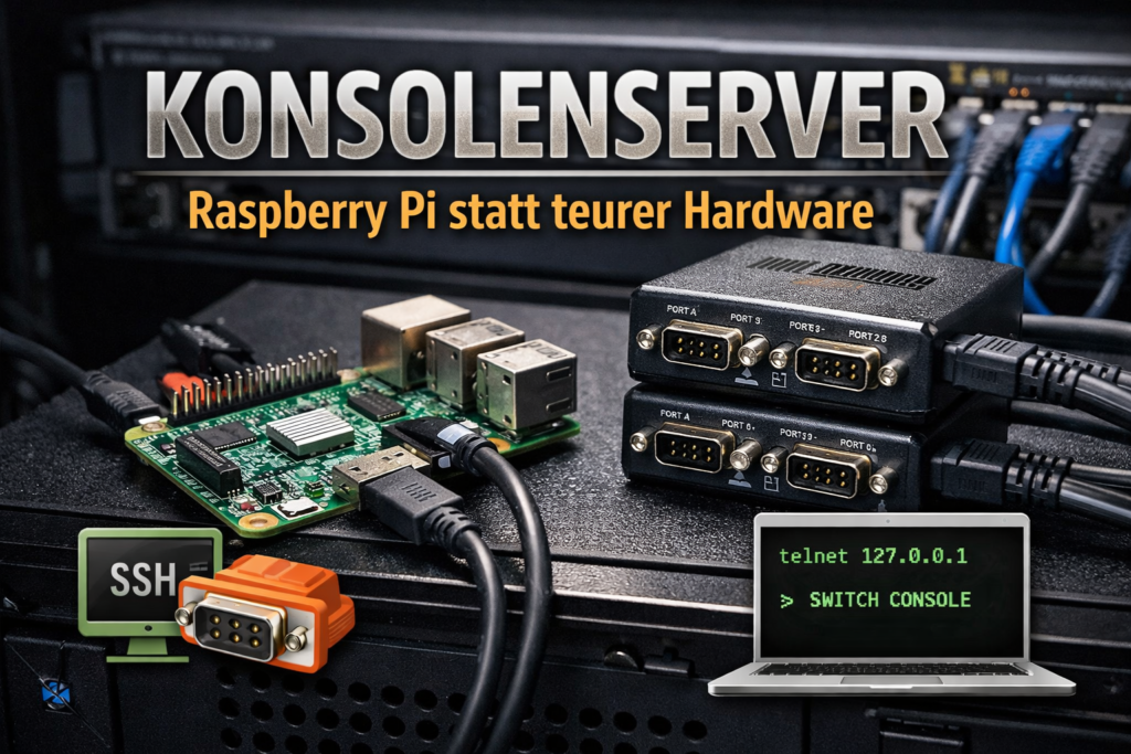 Raspberry Pi als DIY-Konsolenserver mit USB-Serial-Adaptern zur Verwaltung serieller Konsolen von Netzwerkgeräten über SSH und ser2net