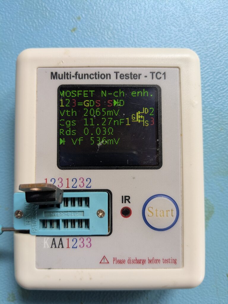 MOSFET-Messung auf dem TC1 nach Kalibrierung mit praezisen Vth und Rds Werten