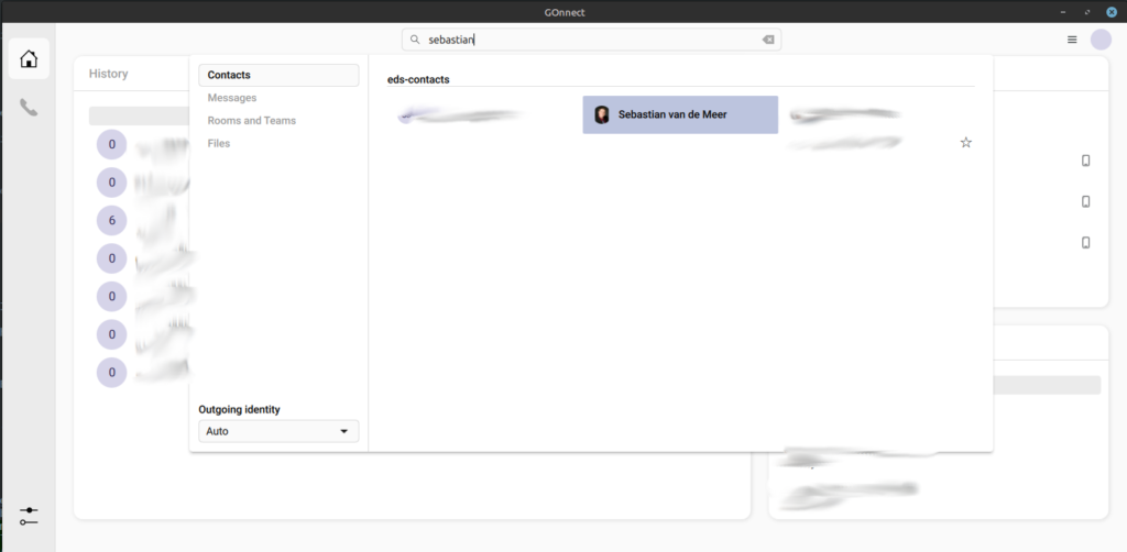 Die Kontaktsuche in GOnnect zeigt einen gefundenen Kontakt, darüber steht die Quelle eds-contacts.